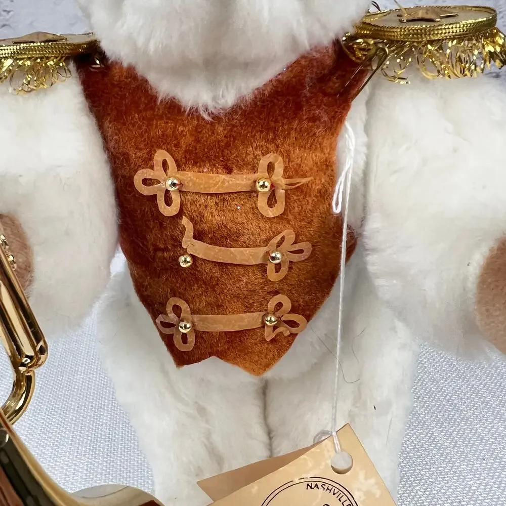Bearcraft Joyce Ann Haughey White Bear‎ USA Band Horn Trumpet Jointed Plush 13